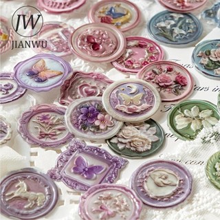 Jianwu Time Box Series Vintage Hoa Cảnh Quan Chất Liệu Cắt Dán Lửa Sơn Nhỏ Giọt Keo Dán Sáng Tạo DIY Tạp Chí Văn Phòng Phẩm