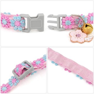 Vòng cổ mèo Tabby ren đầy màu sắc với mặt dây chuyền kim loại chuông ngăn ngừa mất Vòng cổ thú cưng dễ thương có thể điều chỉnh
