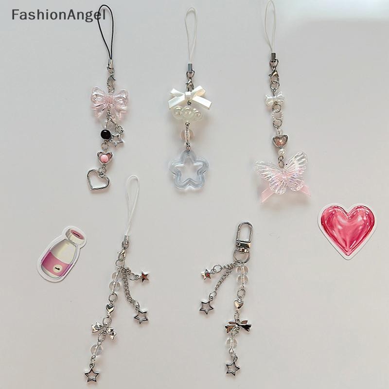 FashionAngel 1 Hạt Dễ Thương Handmade Cô Gái Ngọt Ngào Móc Khóa Cho IP 11 Camera Y2K Tình Yêu Ngôi Sao Năm Cánh Điện Thoại Ch Mặt Dây Chuyền VN