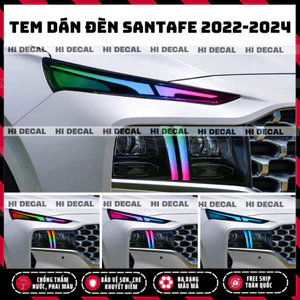 Tem dán đèn xe Santafe 2022-2024 (1cặp) Tem trang trí cao cấp chống thấm nước, phai màu, chịu nhiệt tốt