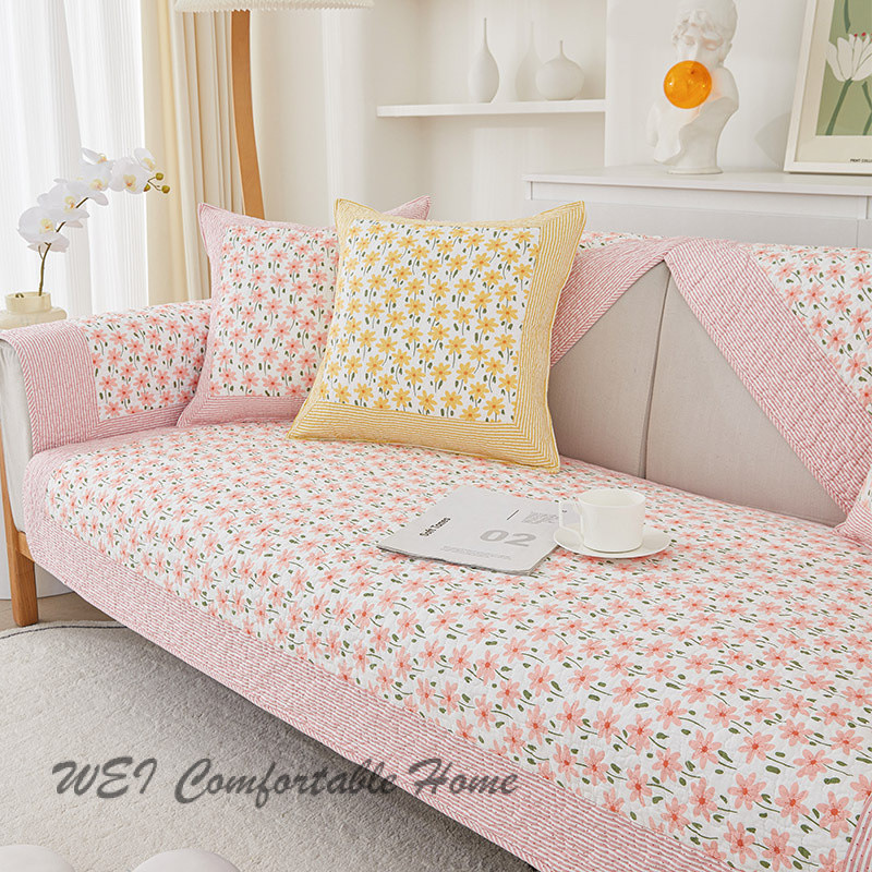 Bọc ghế sofa cotton phong cách đồng quê, hoa cúc tươi, thoáng khí, bọc ghế sofa cho mọi mùa, đệm sofa in hình