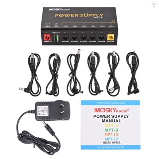 Moskyaudio Bộ nguồn bàn đạp đàn Guitar 6 kênh với bảo vệ ngắn mạch độc lập Bảng điều khiển bàn đạp LED Bộ nguồn cho bàn đạp hiệu ứng đàn Guitar Thiết bị di động khác