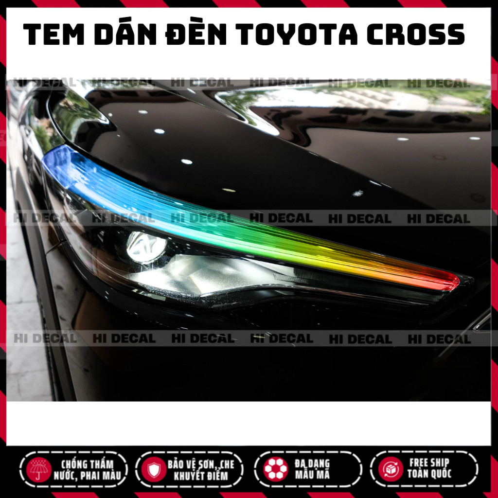 Tem dán đèn Corolla Cross form cũ, decal trang trí đèn Cross bền màu chống xước