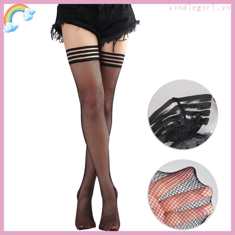 King Sọc Top Over Knee Fishnet Tất Với Co Giãn Vừa Vùi Vớ Dài