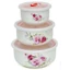 Bộ 3 bát sứ cao cấp, bộ 3 bát sứ có nắp đậy, bộ bát sứ có nắp đậy hút chân không cao cấp, dùng được lò vi sóng