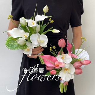 Bó hoa cưới côdâucalla huệ tulip côdâu từ hoa nhân tạo CEVERIA C0263