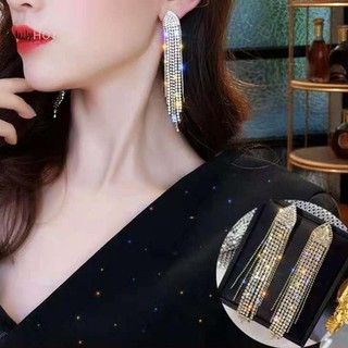 Julyhot Dài sel Full Kim Cương Giả Thả Bông Tai Nữ Ovsize Pha Lê Tòn Ten Bông Tai Trang Sức Thời Trang Phụ Kiện Massivedeals