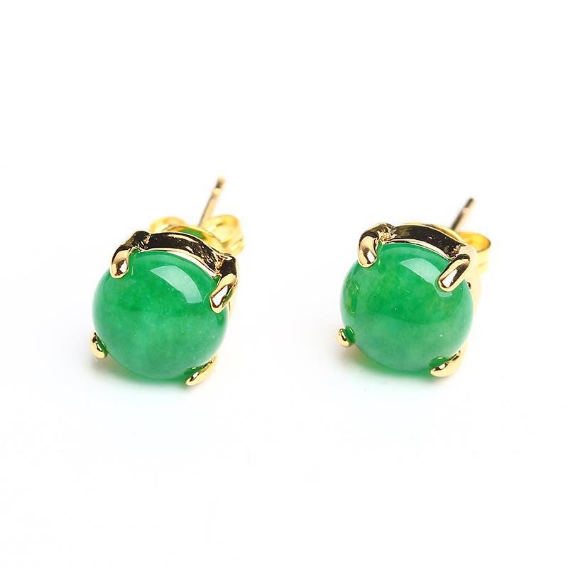 New tự nhiên Jade jadeite Retro thiết kế của phụ nữ Bông tai