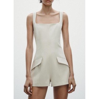 Jumpsuit Zara made in Morocco không tay 2 túi nắp khỏe khoắn