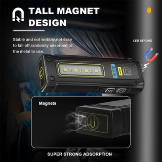 Okcatzone Thiết kế mới Đèn làm việc nguồn LED siêu sáng có báo động nam châm SOS Móc chìa khóa Power Bank Đèn pin khẩn cấp chống nước J6M9