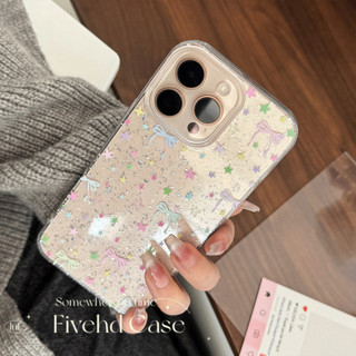 Ins Hàn Quốc Bling Girlish Stars Bow Vỏ Toàn Màn Hình Cho iPhone 11 16 16E 15 14 13 12 Pro Xs Max XR X 7 8 Plus SE Ốp Lưng TPU Mềm HD Trong Suốt Vỏ Điện Thoại Bảo Vệ Lấp Lánh