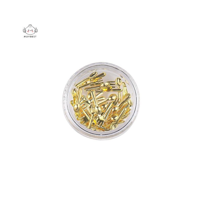 Maybest 50 Chiếc Hỗn Hợp Ins Niche Bộ Đồ Ăn Series Thìa Nĩa Móng Tay 3D Kim Loại Móng Tay Khuôn Trang Trí Móng Tay DIY Nail Art Charm Phụ Kiện {VN}
