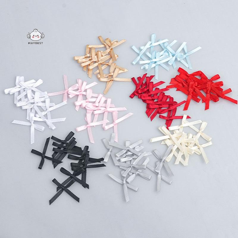 Maybest 100 chiếc 20mm-30mm Kích thước nhỏ Ruy băng Satin Nơ Hoa Đồ thủ công DIY Đồ thủ công trang trí phụ kiện Đồ dùng trang trí {VN}