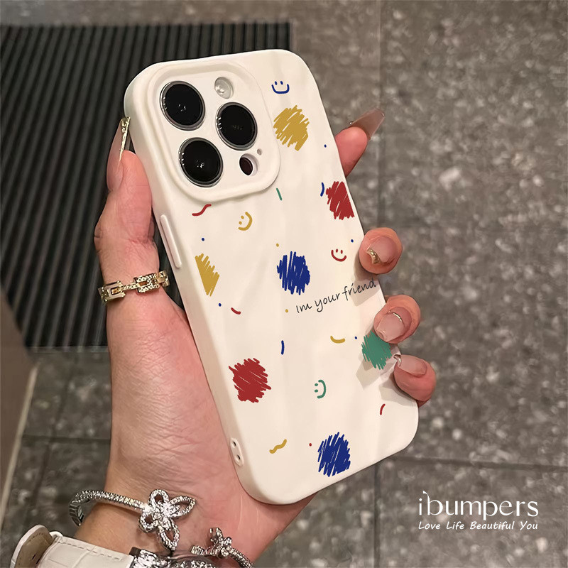 ibumpers Ốp Lưng IPhone Thời Trang Vui Nhộn Nhiều Màu Sắc Họa Tiết Cười Cho IPhone 16 15 14 12 13 11 Pro Max IP 7 8 Plus X XS XR Ốp Điện Thoại Silicon Mềm Chống Sốc