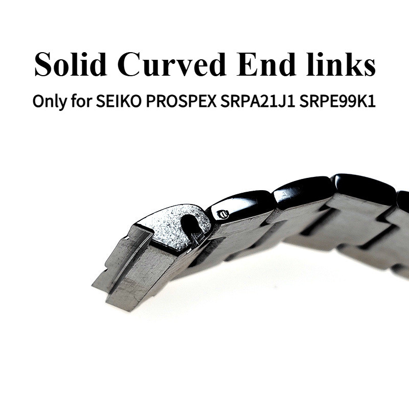 Dây đeo đồng hồ bằng thép không gỉ đầu cong cao cấp cho SEIKO PROSPEX SRPA21J1 SRPE99K1 Dây đồng hồ 22mm Dây đeo đồng hồ dành cho nam nữ Vòng tay kim loại Liên kết cuối vòng cung Quà tặng màu đen