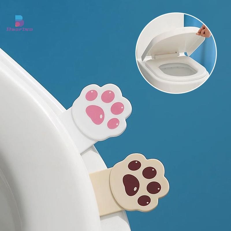 < beartwo > Bộ nâng nắp bồn cầu hoạt hình dễ thương Hình móng vuốt sáng tạo Tay cầm nhà vệ sinh bằng nhựa Dụng cụ mở vỏ sò tiện lợi Phòng tắm Cung cấp tại nhà Đẹp
