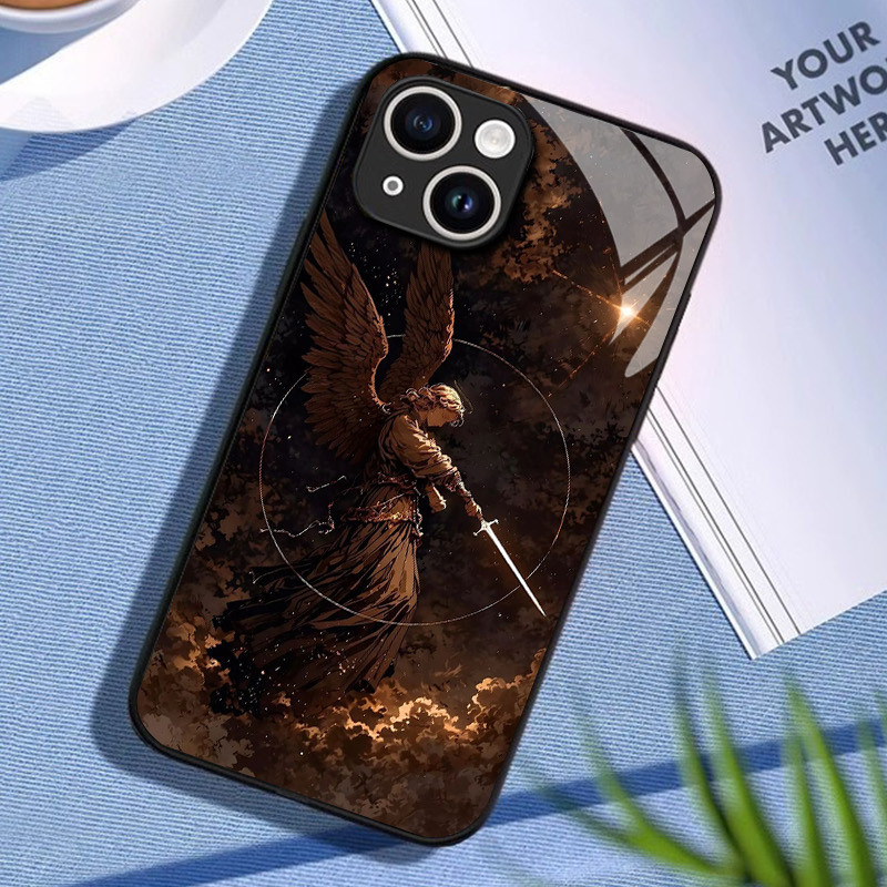 Ốp Điện Thoại Thủy Tinh St Michael The Archangel 03 Cho IPhone 16 15 14 13 12 11 Pro XR XS Max Plus Mini X XR 8 7 6s SE2 / 3