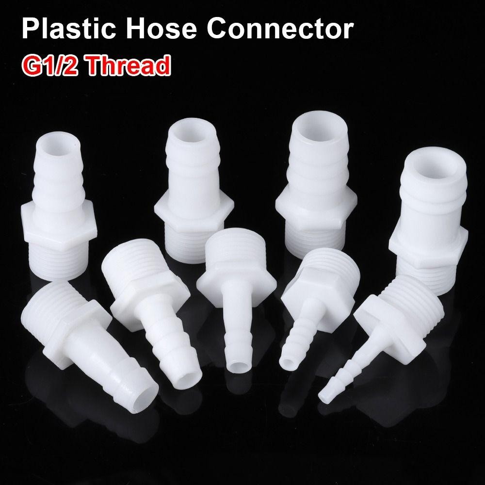 ICUCKO 1 / 10 Đầu nối ống, Phụ kiện đường ống 4 / 6 / 8 / 10 / 12 / 14 / 16 / 18 / 20mm Khớp nối ống, Hệ thống tưới nhỏ giọt ID bền bỉ Nhựa 1 / 2 Inch cho Barb