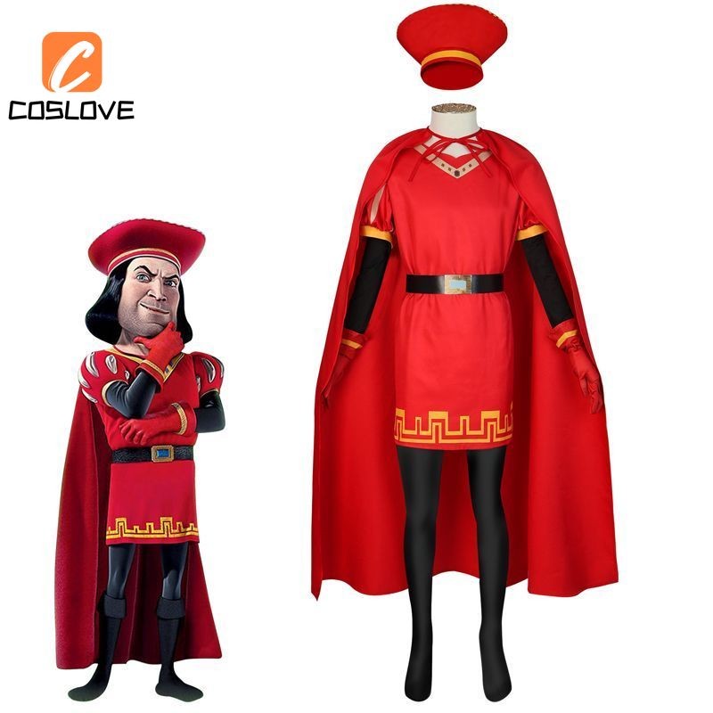Anime Phim Shrek Chúa Farquaad Cosplay Quần Áo Trọn Bộ Trang Phục Màu Đỏ Trang Phục Áo Dài Halloween Đảng Cosplay