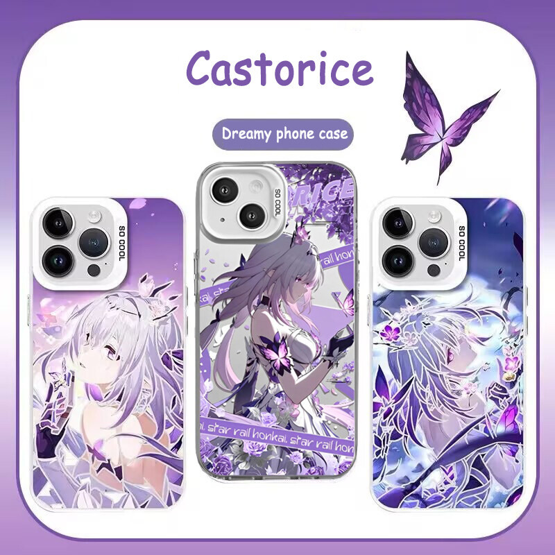 Ốp Điện Thoại Bướm Castorice Cho Redmi Note 14 13 12 Pro Plus 4G 5G Note 12 11T 10S 11S 10 Pro Turbo 4 14C 12 12C 13C A3 POCO X6 Vỏ Honkai Star Rail Hard Laser IMD Cover