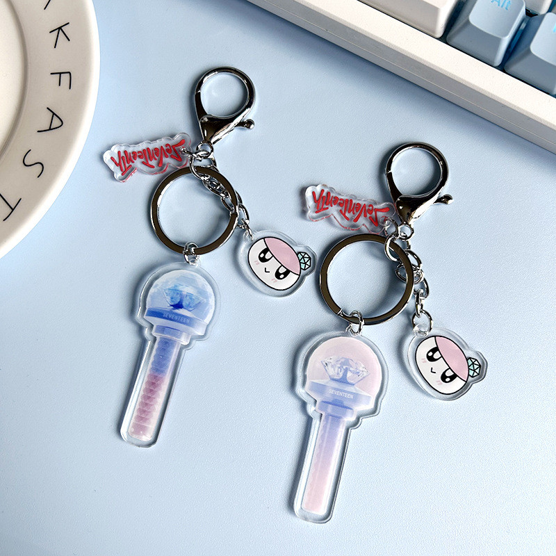 Mười bảy kỷ niệm mười năm Light Stick Acrylic Móc chìa khóa JEONGHAN BULE HỒNG Móc khóa SPIL THE FEELS Shohikigen Móc khóa trong suốt treo nhẫn chìa khóa thần tượng YM