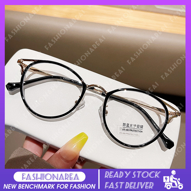 【 -0.5 Đến -4.00 Độ Cận Thị 】 Kính Nữ Thời Trang Hàn Quốc Chống Bức Xạ Kim Loại Chống Ánh Sáng Xanh Kính Cận Thị Thành Phẩm