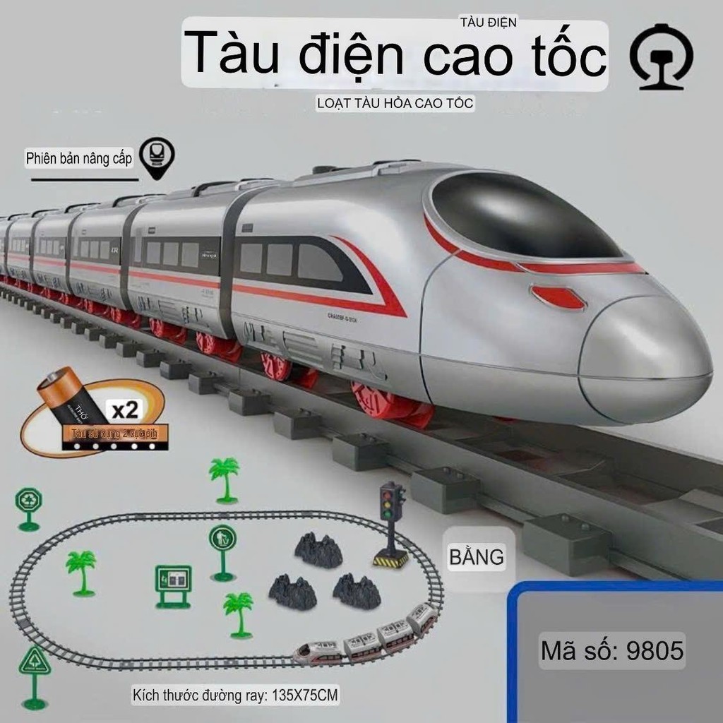 Đồ chơi đoàn tàu cao tốc Metro Subway 3 toa chạy bằng pin có đèn và âm thanh (9802) sử