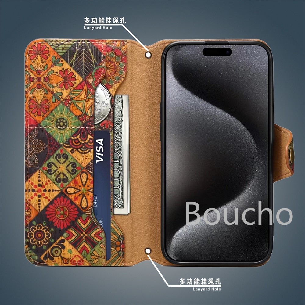 Ốp Điện Thoại Da Hoa Thanh Lịch Cho iPhone 16 15 Pro Max 14 Plus 13 12 11 Xs Max X Xr 7 8 SE 2022 Ví Đựng Thẻ Đứng