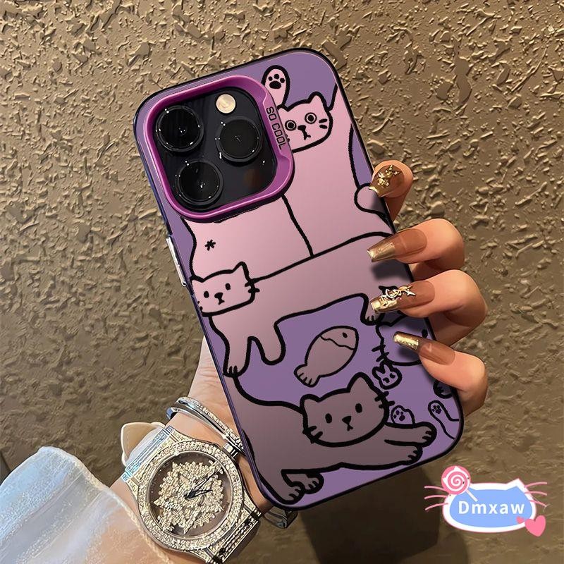 Ốp điện thoại hình mèo phong cách Graffiti dễ thương cho iPhone Air 17 16E 16 Pro Max 15 14 Plus 13 12 Mini Pro Max Vỏ cá hoạt hình Bảo vệ ống kính Vỏ mềm chống rơi