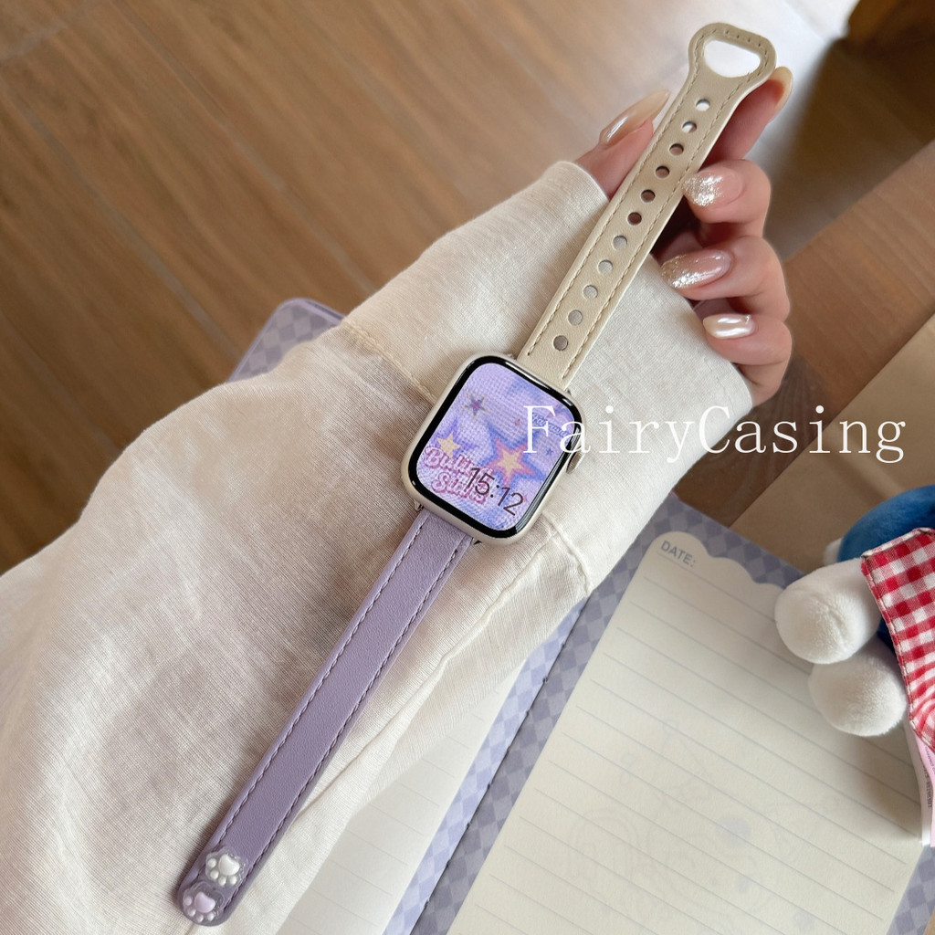 Đồng hồ mỏng phong cách dễ thươngS11 Band cho Apple Watch 38 / 40 / 41 / 42 / 44 / 45 / 46 / 49mm Dây da PU cho Iwatch 10 9 8 7 6 SE Ultra2 S11 Band