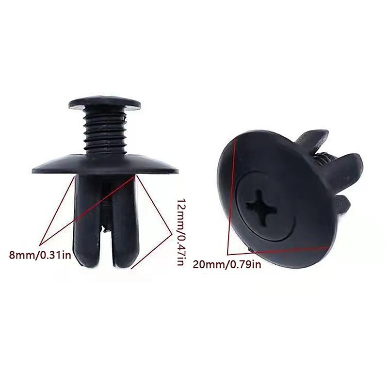TMOY 50 / 100 Chiếc 8 Mm Nhựa Đinh Tán Dây Vít Ô Tô Ốp Lưng Đen Đinh Tán Ô Tô Dây Kẹp Cho TRX680 TRX650 TCVN