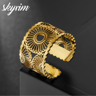 Skyrim Nhẫn Nữ Thanh Lịch Với Thiết Kế Hoa Cúc Rỗng Có Thể Điều Chỉnh Mở Đầu Trang Sức Thời Trang