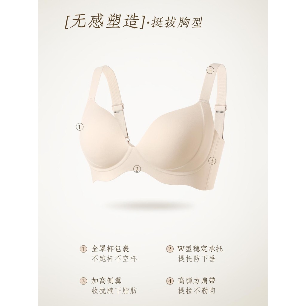 Ngực Lớn Nhìn Nhỏ Mỏng Quần Lót Nữ Đơn Giản Thoải Mái Không Vòng Thép Chống Chảy xệ Chống Mở Rộng Hỗ Trợ Áo Ngực Kích Thước Lớn