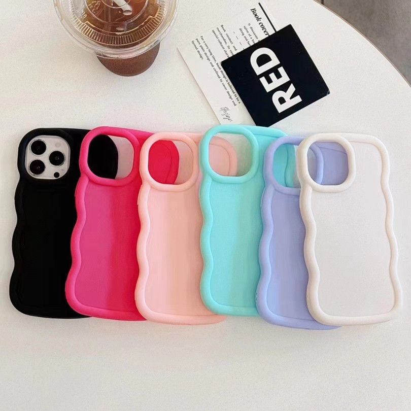 Ốp Silicon Sóng Kẹo Dễ Thương Cho Samsung Galaxy S24 S23 S22 Ultra S24 S23 Plus S21 S20 FE J7 Pro J7 Prime M13 A03 Core A02S A03S Ốp Lưng Điện Thoại Wave Side Liquid Cream Bìa Mềm
