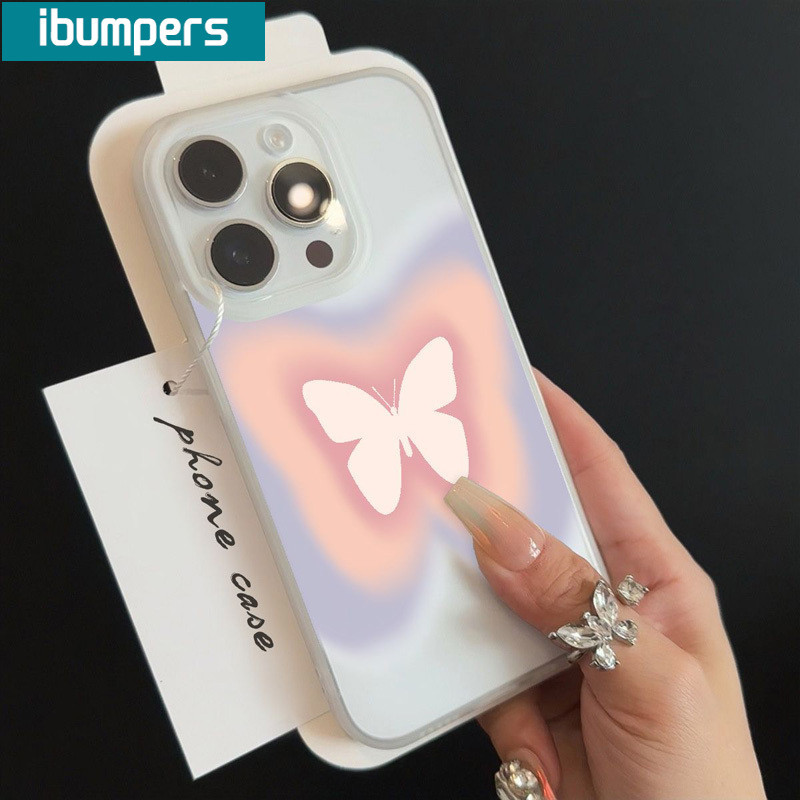 ibumpers Ốp Lưng iPhone Xinh Ngầu Hồng Bướm in hình Ốp Điện Thoại TPU Trong Suốt Mềm nhám mờ Chống Sốc Chống Bẩn Cho Iphone 16 15 14 12 13 11 Pro Max IP 7 8 Plus X XS XR