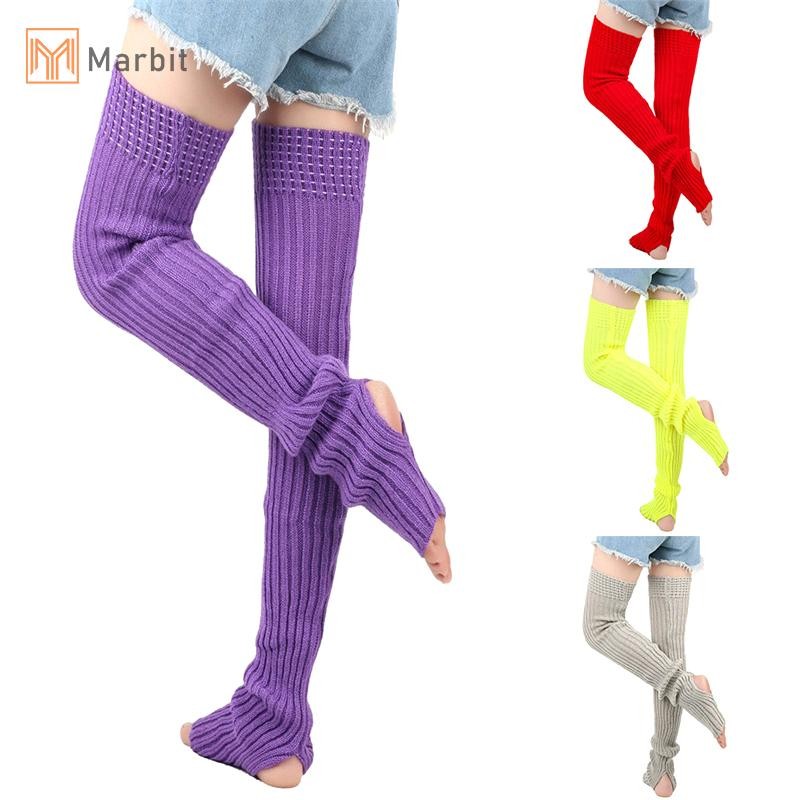 Marbit 80cm Nữ Chân Ấm Mùa Đông Cô Gái Nữ Chân Bao Cho Phòng Tập Gym Dệt Kim Len Khiêu Vũ Ba Lê Yoga Rời Tất Dài Stocking Mới