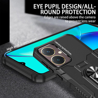 Dành Cho Vivo Y27 Ốp điện thoại PC Cứng Lưng Mềm TPU Edge Bảo Vệ Camera Nhẫn Giá Đỡ Chân Đế Chống Sốc Mỏng Vỏ