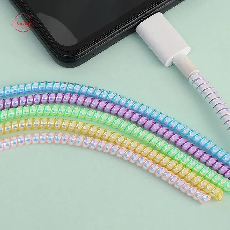 Parade 1.6m Xoắn Ốc Cáp Sạc Dây Bảo Vệ Chống Vỡ Lò Xo Dây Bảo Vệ Cho Cáp Sạc USB Tai Nghe Dữ Liệu Cuộn Dây VN