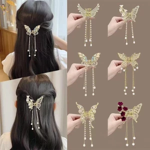 Kẹp Móng Vuốt Tóc Viền Tinh Tế Hàn Quốc Mới Đuôi Ngựa Bím Tóc Ngọc Trai Kẹp Tóc Cô Gái Cua Mũ Kim Loại Quà Tặng VN