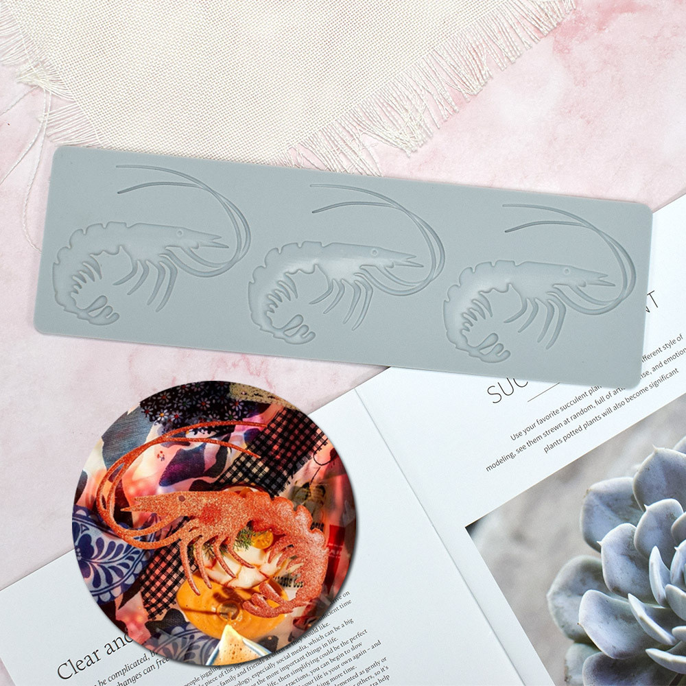 Khuôn silicon ren fondant chủ đề sinh vật biển: tôm hùm, cua, xương cá, socola nghệ thuật ẩm thực phân tử, chip trang trí bánh