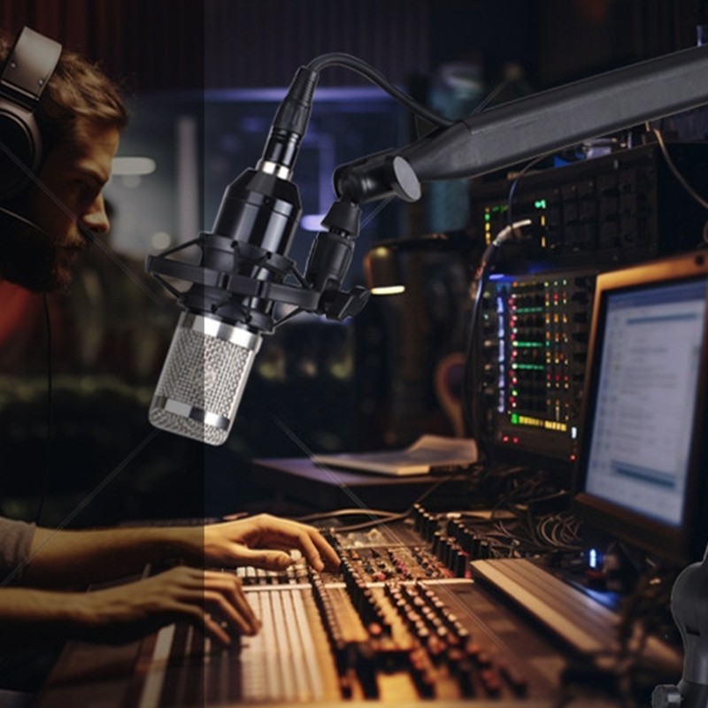 Ior 2 tầng có thể điều chỉnh treo Boom Mic Giá đỡ để ghi âm trực tiếp