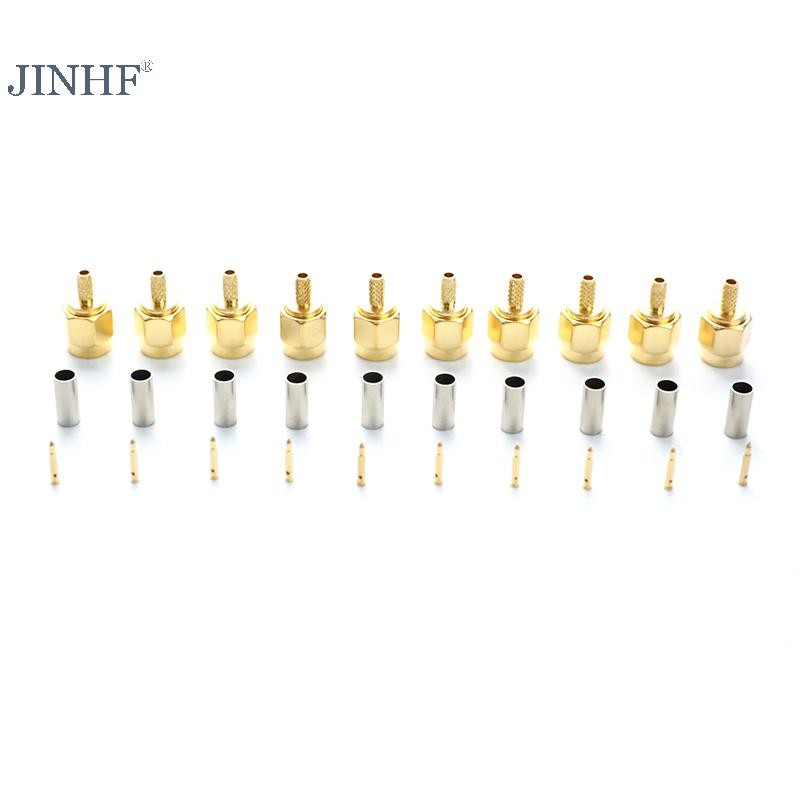 Jinhf 10 Cái SMA Nam Cắm Uốn Cho RG174 RG316 RG178 RG179 LMR100 Cáp RF Kết Nối HOT