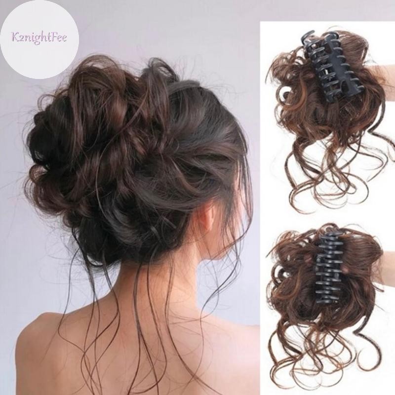 K2nightfee Tổng Hợp Bun Chignon Lộn Xộn Xoăn, Kẹp Tóc Co Giãn Scrunchy Giả, Miếng Tóc Giả Cho Nữ VN
