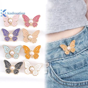 Kudosation 1 Cặp Khóa Eo Cho Nữ Váy Quần Jean Có Thể Điều Chỉnh Eo Kẹp Thắt Lưng Nút Kim Loại Chân Quần Áo Phụ Kiện