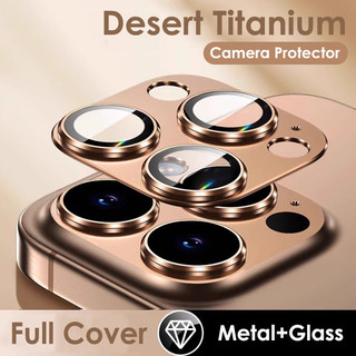 Titan Màu Kim Loại Vòng Bảo Vệ Ống Kính Máy Ảnh Cho iPhone 16 15 14 13 12 11 Pro Max 16 Plus 13 Mini Full Cover Kính Cường Lực Camera Bao