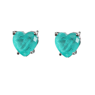 Châu Âu Mỹ ins Phong Cách Mới Tình Yêu Ngọc Lục Bảo Zircon Bông Tai Nữ