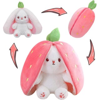 Thỏ Thú Nhồi Bông Có Thể Đảo Ngược Cuddle Bunny Nhồi Bông Thỏ Dâu Biến Hình Dây Kéo Sang Trọng Cà Rốt Biến Thành Tai Thỏ Sang Trọng Đồ Chơi Dễ Thương Nhồi Bông Bạn Gái Quà Tặng 1 cái