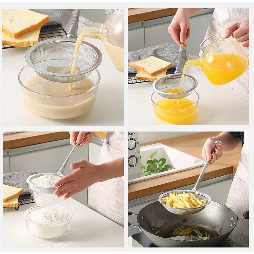 Vợt Bọt Sâu, Vợt Lọc Cặn Cho Dầu Ăn Và Vớt Bọt Inox VilaHome, 3 Size Phù Hợp Mọi Công Năng Nhà Bếp