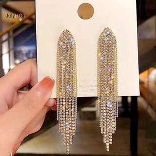 Julyhot Dài sel Full Kim Cương Giả Thả Bông Tai Nữ Ovsize Pha Lê Tòn Ten Bông Tai Trang Sức Thời Trang Phụ Kiện Massivedeals