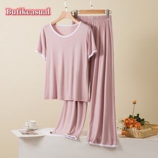 Phụ Nữ Modal Bộ 2 Bộ Đồ Ngủ Mùa Hè 2025 loungewear Phù Hợp Với Quần Ngắn Tay Thường Ngày Mềm Mại